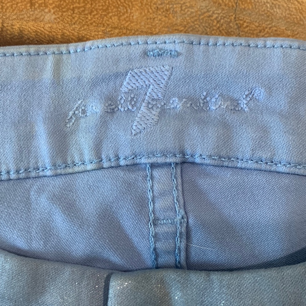 7 for All Mankind Skinny Baby Blue Shimmer Jeans Size 26